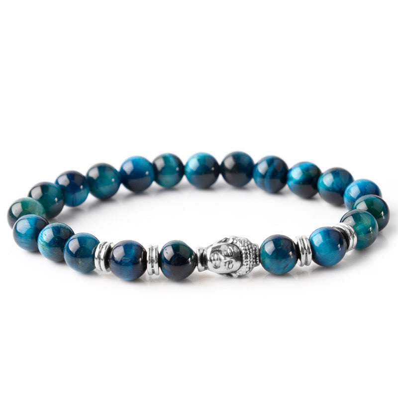 Stone of buddha Blue Green Red Tiger Eye Buddha Head Balance Bracelet