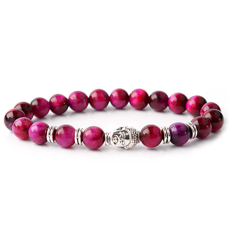 Stone of buddha Blue Green Red Tiger Eye Buddha Head Balance Bracelet