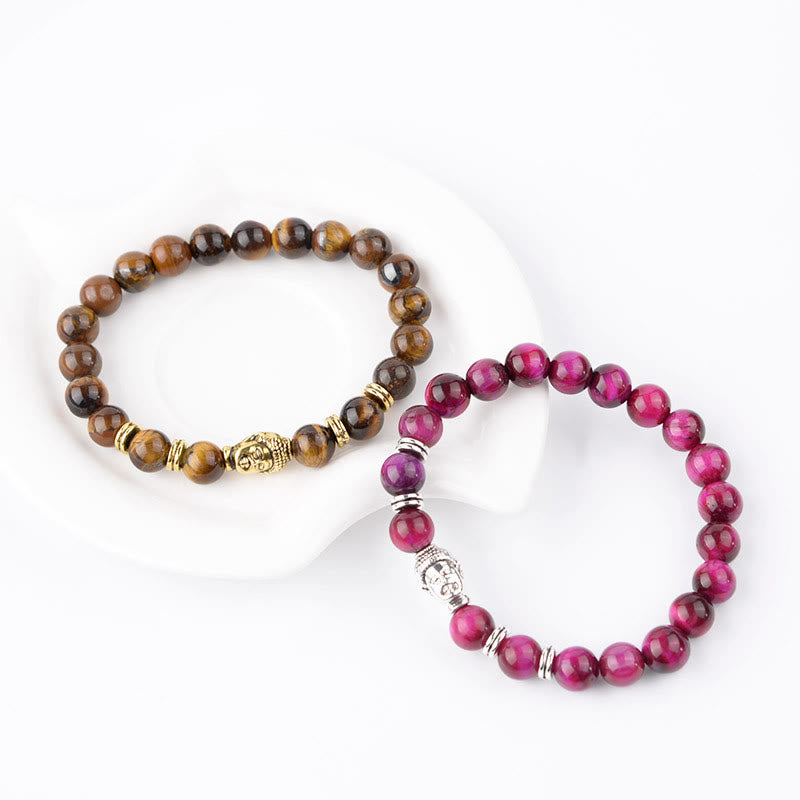 Stone of buddha Blue Green Red Tiger Eye Buddha Head Balance Bracelet
