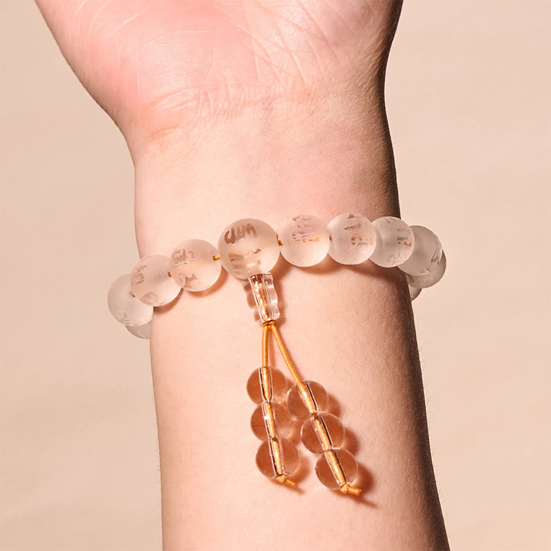 Stone of buddha Tibet White Crystal Black Onyx Om Mani Padme Hum Meditation Bracelet