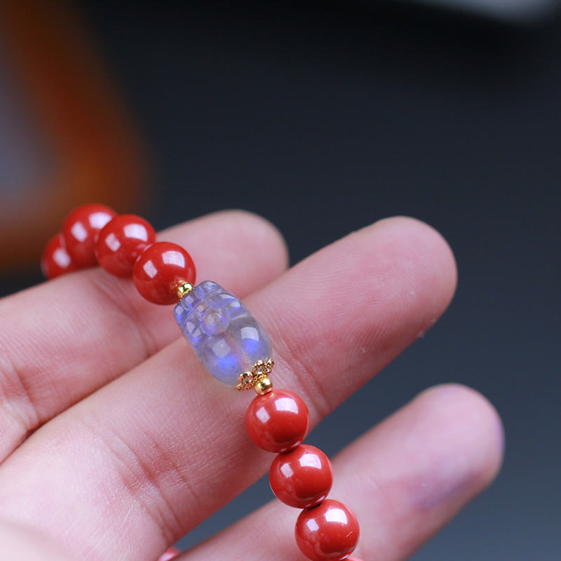 Stone of buddha Cinnabar Moonstone PiXiu Blessing Bracelet