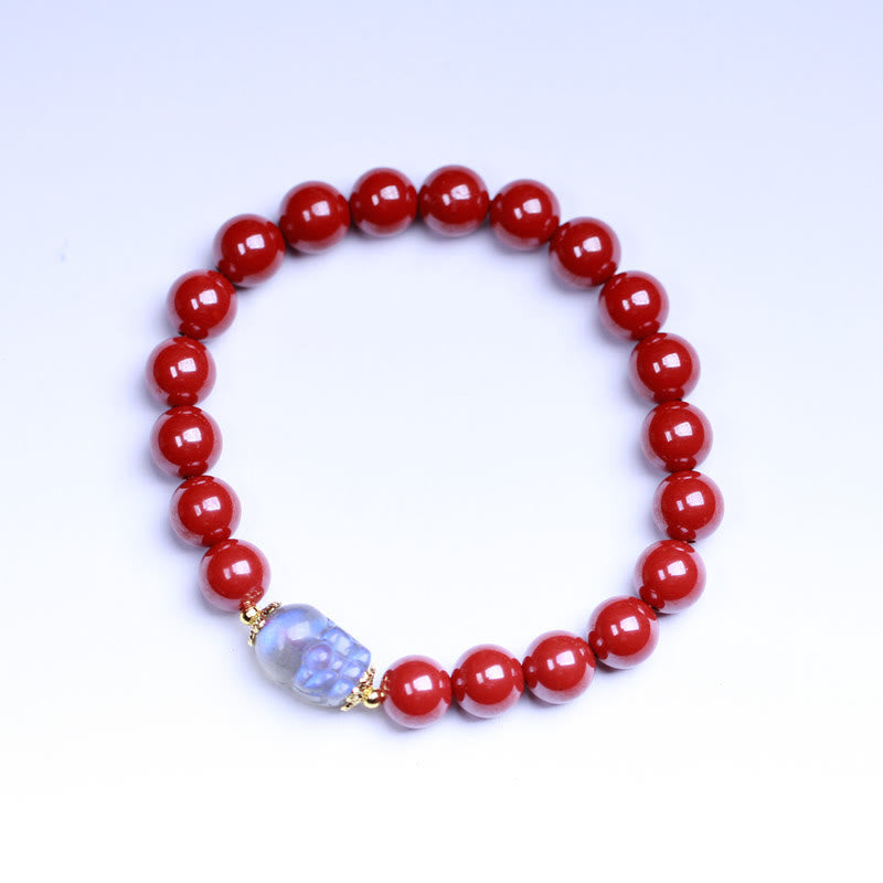 Stone of buddha Cinnabar Moonstone PiXiu Blessing Bracelet