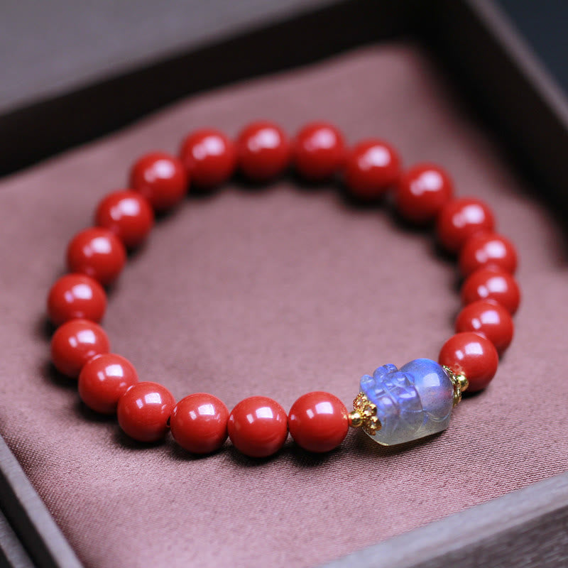 Stone of buddha Cinnabar Moonstone PiXiu Blessing Bracelet