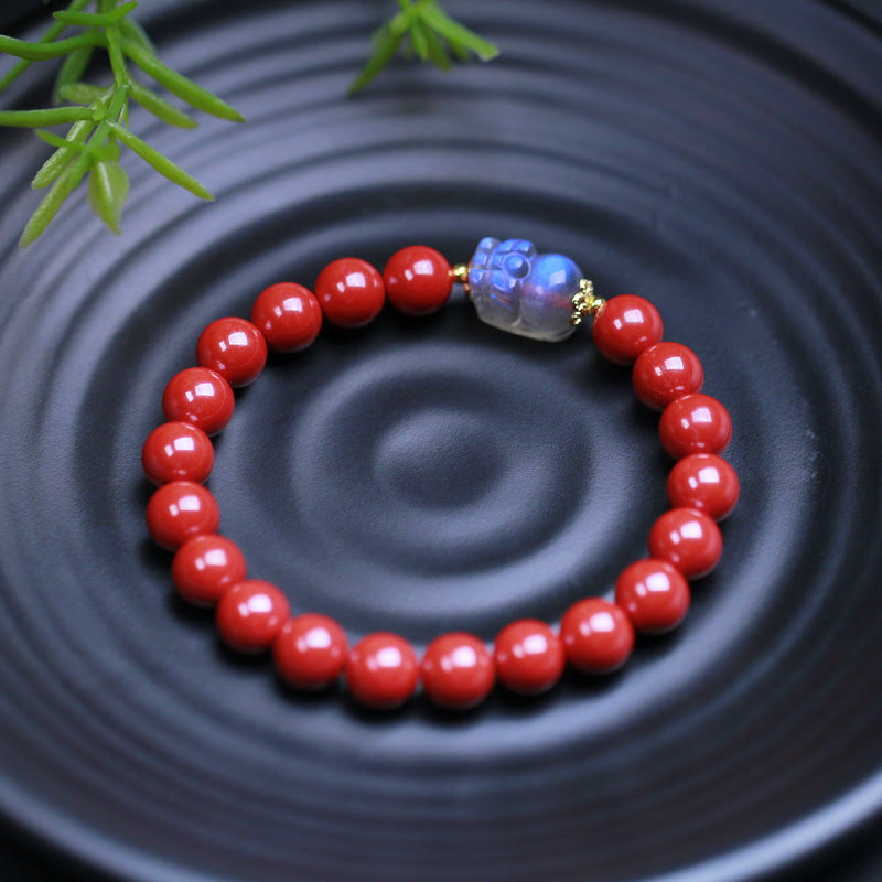 Stone of buddha Cinnabar Moonstone PiXiu Blessing Bracelet