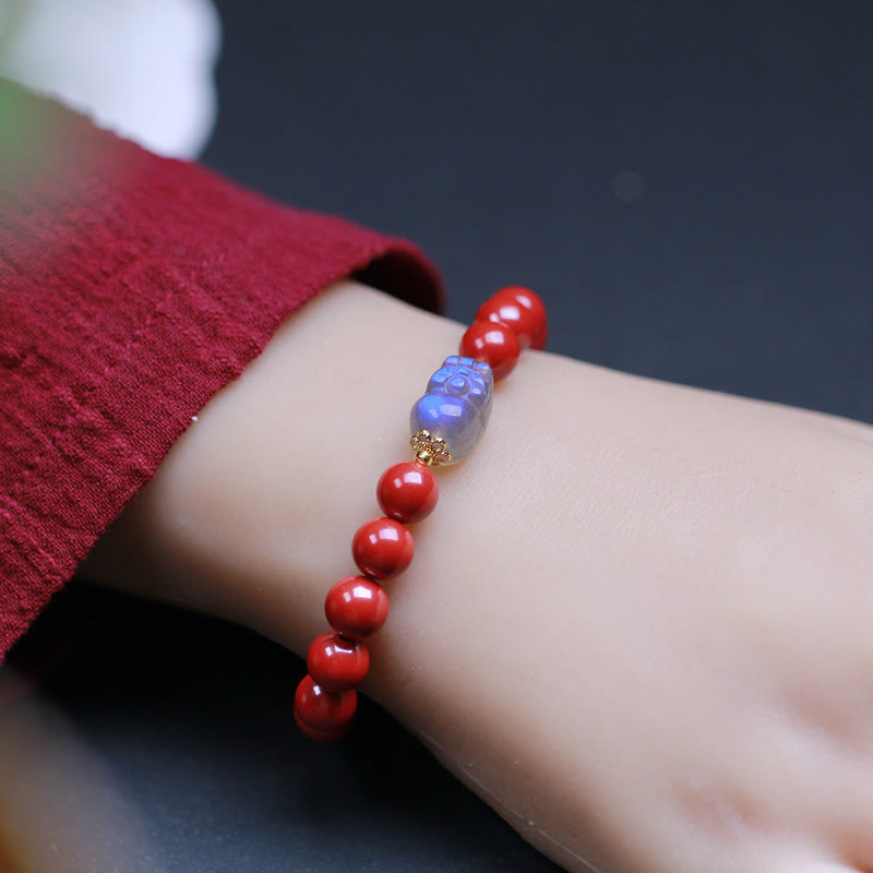 Stone of buddha Cinnabar Moonstone PiXiu Blessing Bracelet