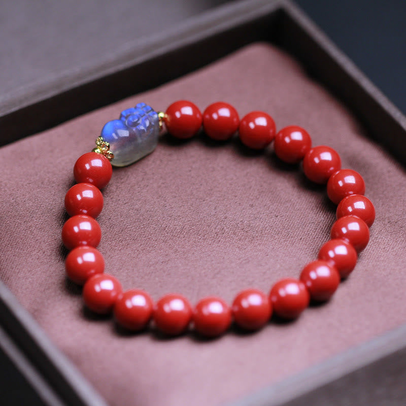 Stone of buddha Cinnabar Moonstone PiXiu Blessing Bracelet