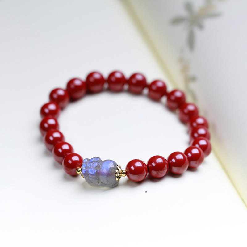 Stone of buddha Cinnabar Moonstone PiXiu Blessing Bracelet