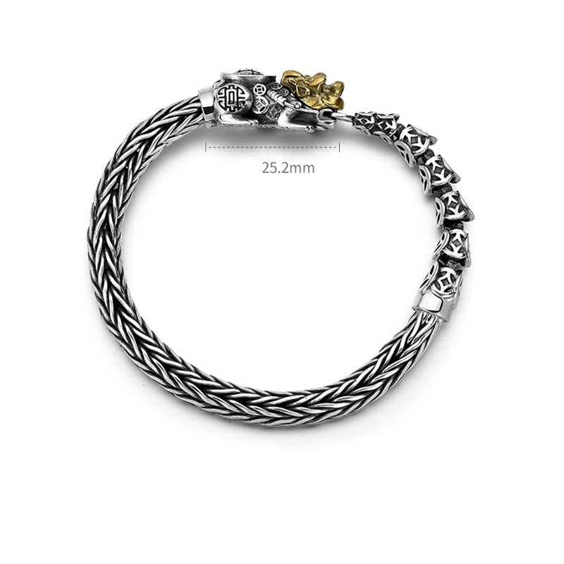 Stone of buddha 925 Sterling Silver PiXiu Copper Coins Ingot Wealth Bracelet Bangle