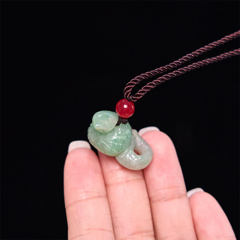 Stone of buddha Chinese Zodiac Year of the Snake Natural Jade Luck Necklace Pendant