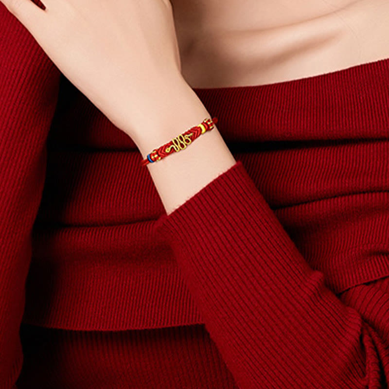 Stone of buddha Red String Eight Thread Peace Knot Year Of The Snake Protection Braided Bracelet