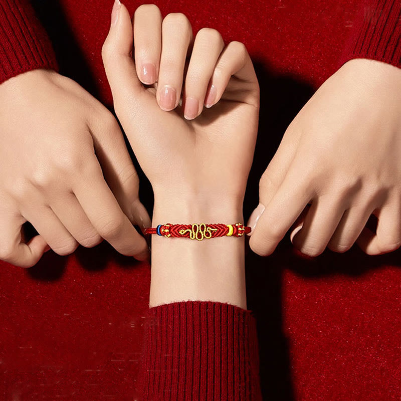 Stone of buddha Red String Eight Thread Peace Knot Year Of The Snake Protection Braided Bracelet