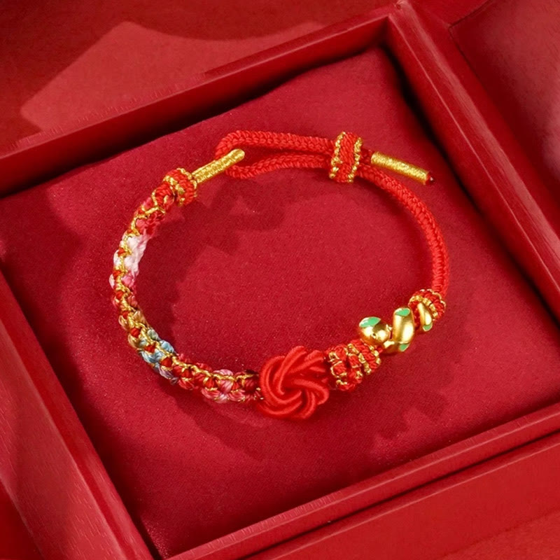 Stone of buddha Red String Mandala Knot Hand-woven Colorful Flowers Year Of The Snake Protection Braided Bracelet