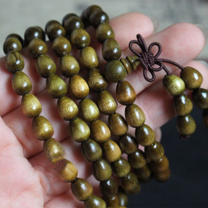 Stone of buddha 108 Mala Teardrop Beads Natural Phoebe Zhennan Wood Protection Bracelet