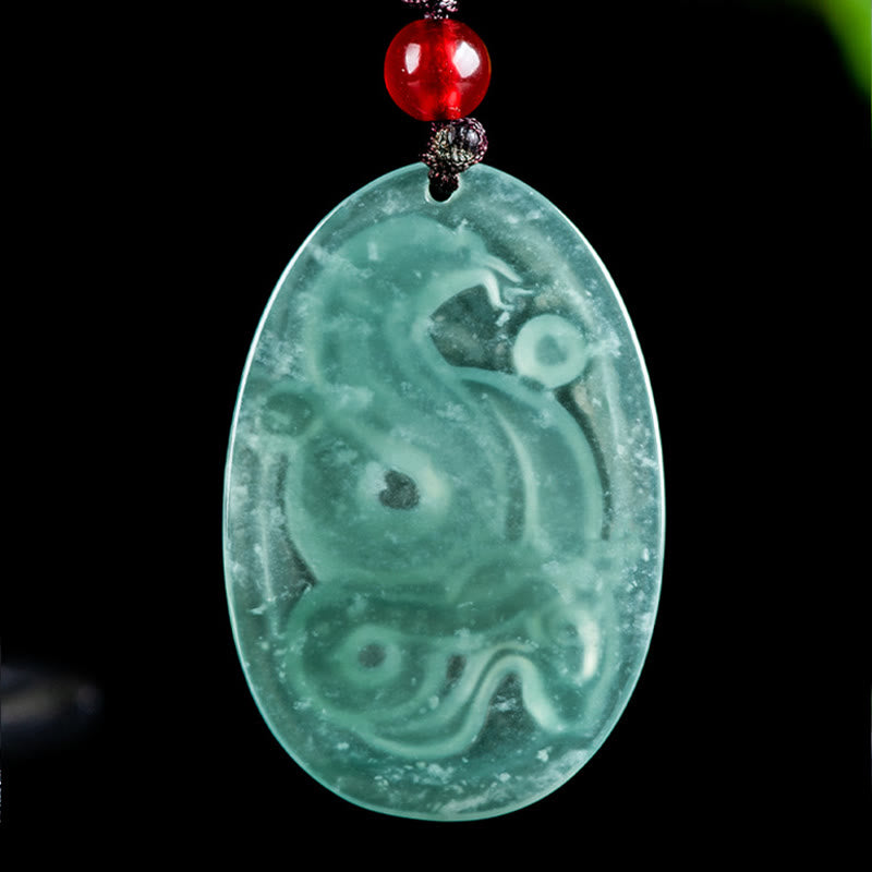 Stone of buddha Natural Jade Oval Year Of The Snake Luck Necklace Pendant