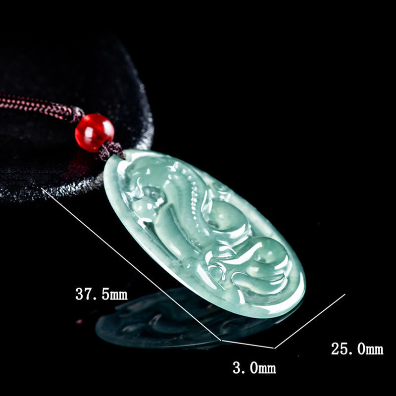 Stone of buddha Natural Jade Oval Year Of The Snake Luck Necklace Pendant