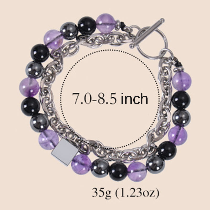 Stone of buddha Colorful Tiger Eye Frosted Stone Black Magnetite Titanium Steel Double Wrap Protection Bracelet