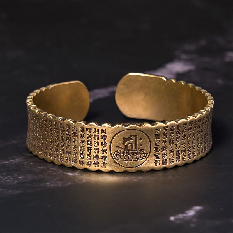 Stone of buddha Great Compassion Mantra Copper Brass Luck Self Care Bracelet Bangle