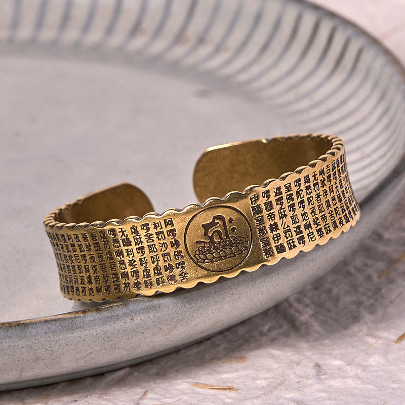 Stone of buddha Great Compassion Mantra Copper Brass Luck Self Care Bracelet Bangle