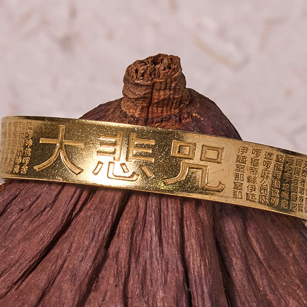 Stone of buddha Great Compassion Mantra Copper Brass Luck Power Bracelet Bangle