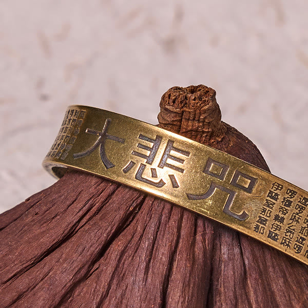 Stone of buddha Great Compassion Mantra Copper Brass Luck Power Bracelet Bangle