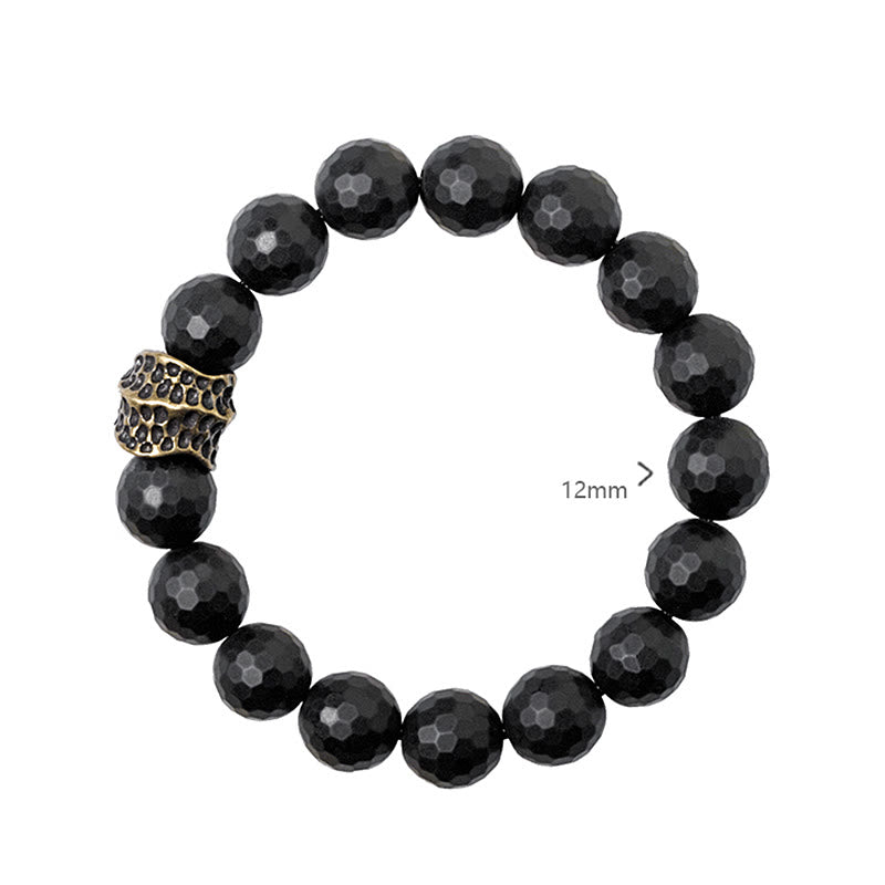 Stone of buddha Matte Frosting Black Onyx Copper Brass Protection Bracelet