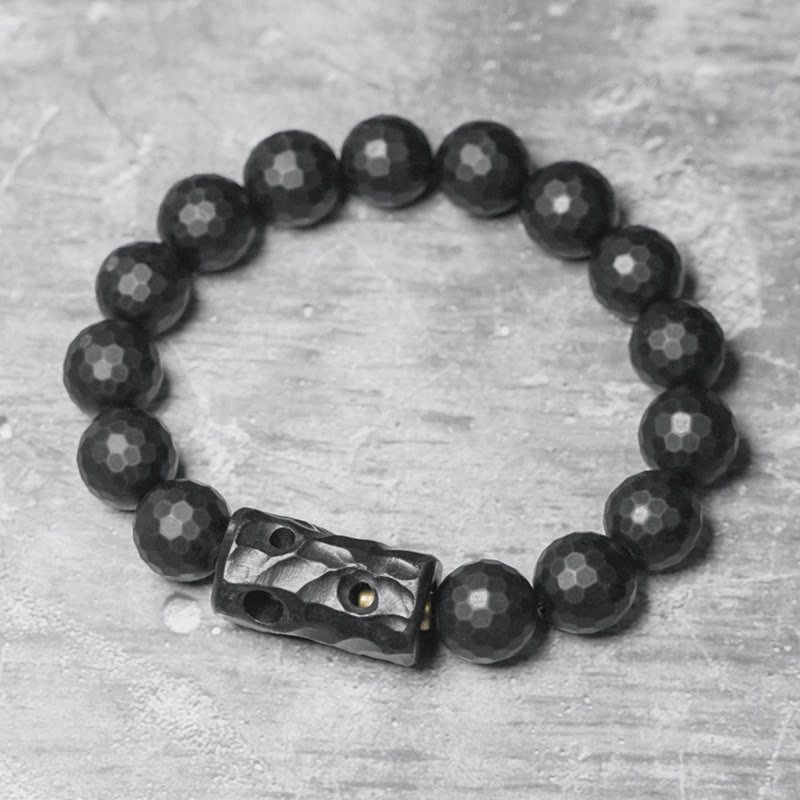 Stone of buddha Matte Frosted Surface Black Onyx Ebony Protection Bracelet