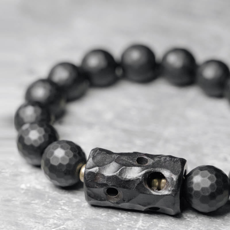 Stone of buddha Matte Frosted Surface Black Onyx Ebony Protection Bracelet