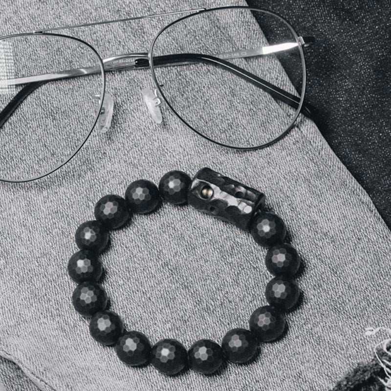 Stone of buddha Matte Frosted Surface Black Onyx Ebony Protection Bracelet