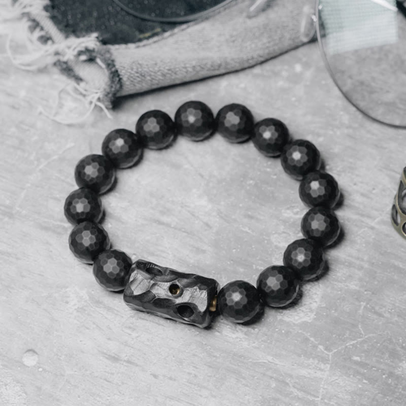 Stone of buddha Matte Frosted Surface Black Onyx Ebony Protection Bracelet