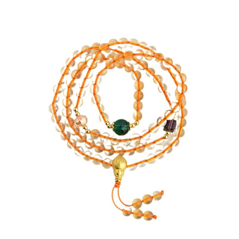 Stone of buddha 108 Mala Beads Citrine Happiness Bracelet