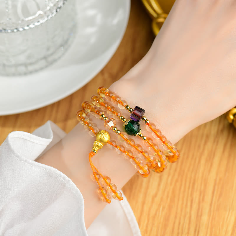 Stone of buddha 108 Mala Beads Citrine Happiness Bracelet