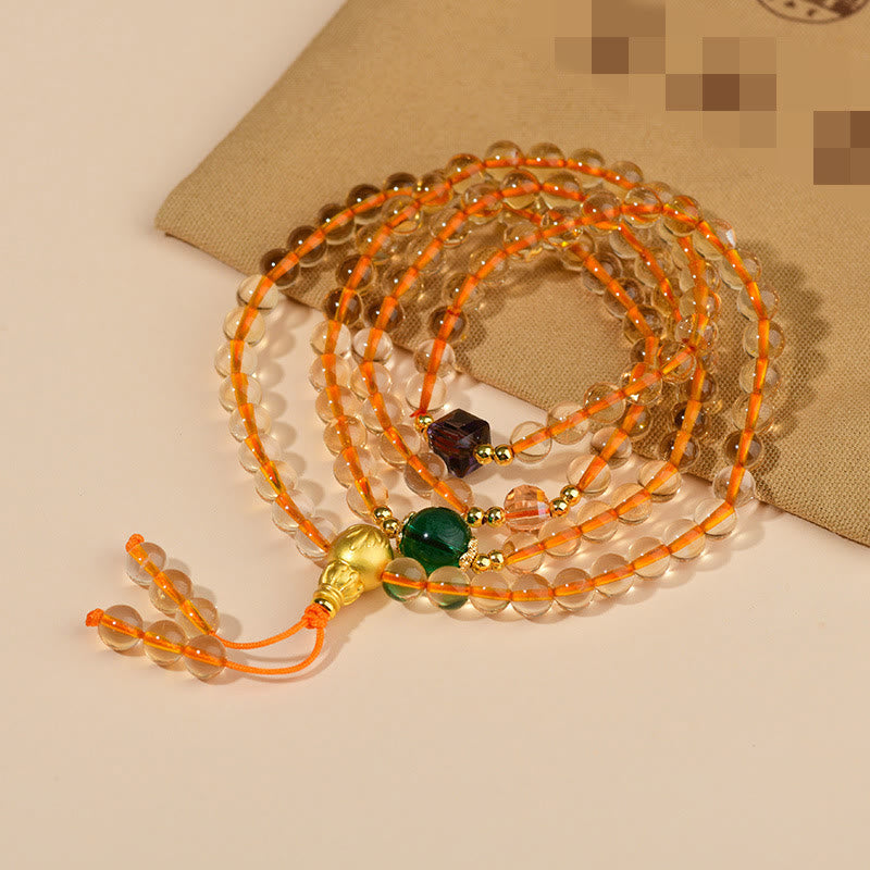 Stone of buddha 108 Mala Beads Citrine Happiness Bracelet