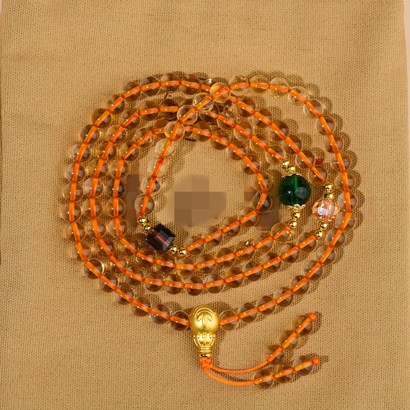 Stone of buddha 108 Mala Beads Citrine Happiness Bracelet