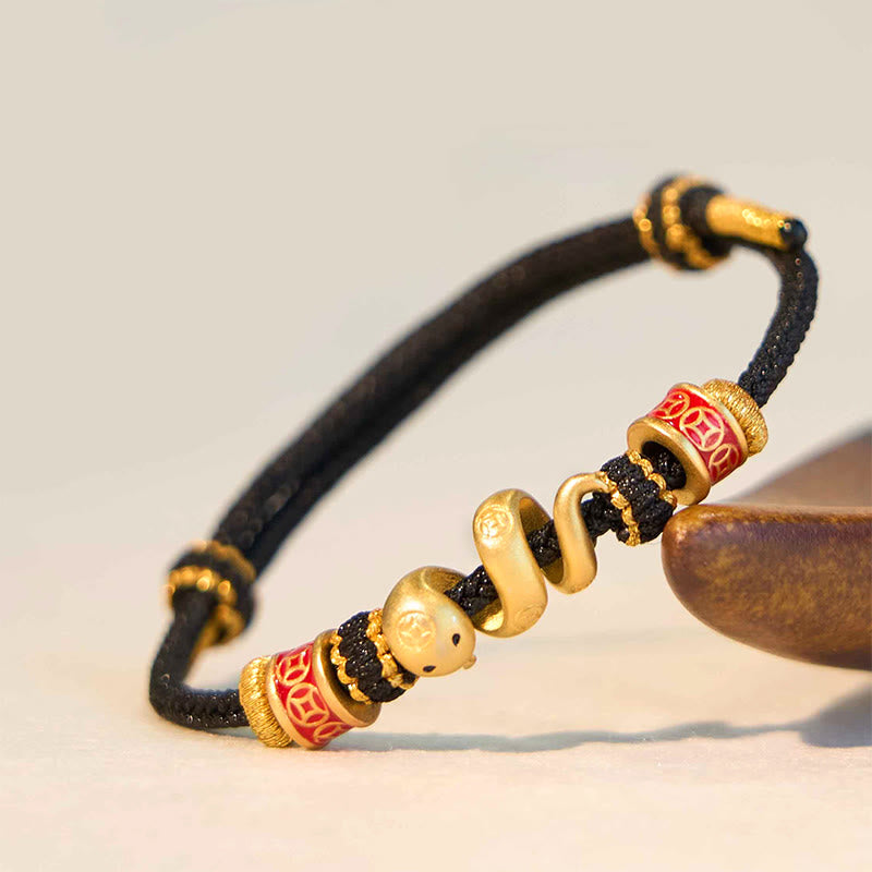 Stone of buddha 925 Sterling Silver Year Of The Snake Golden Snake Luck Prosperous Bracelet Necklace Pendant
