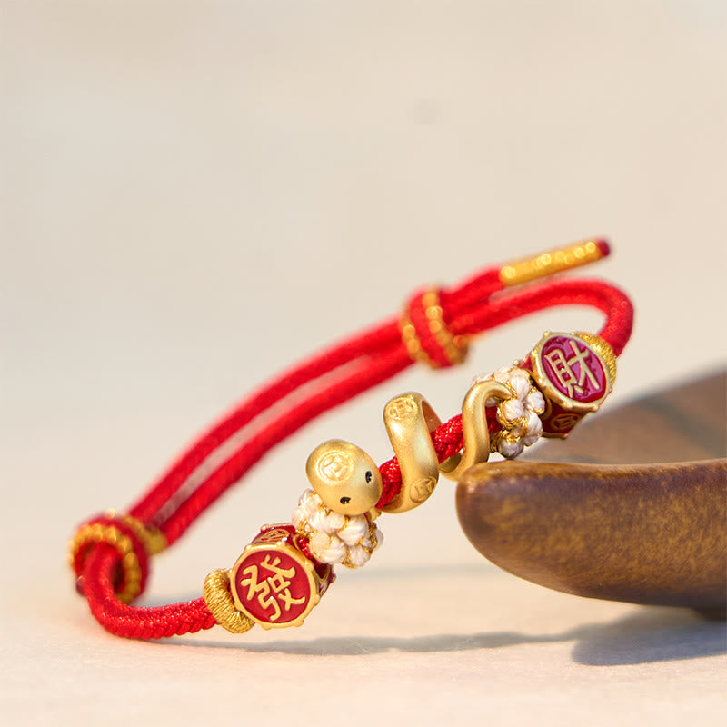 Stone of buddha 925 Sterling Silver Year Of The Snake Golden Snake Luck Prosperous Bracelet Necklace Pendant