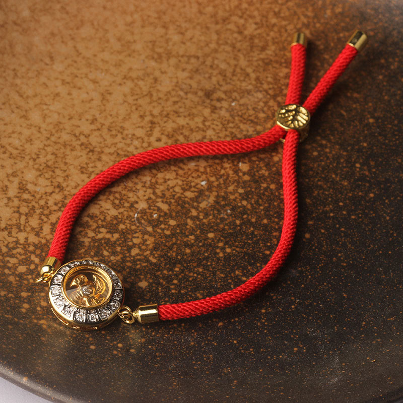 Stone of buddha Copper Brass Feng Sheng Shui Qi Rotatable Windmill  Red String Faith Braided Bracelet