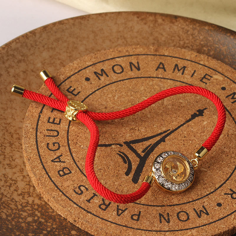 Stone of buddha Copper Brass Feng Sheng Shui Qi Rotatable Windmill  Red String Faith Braided Bracelet