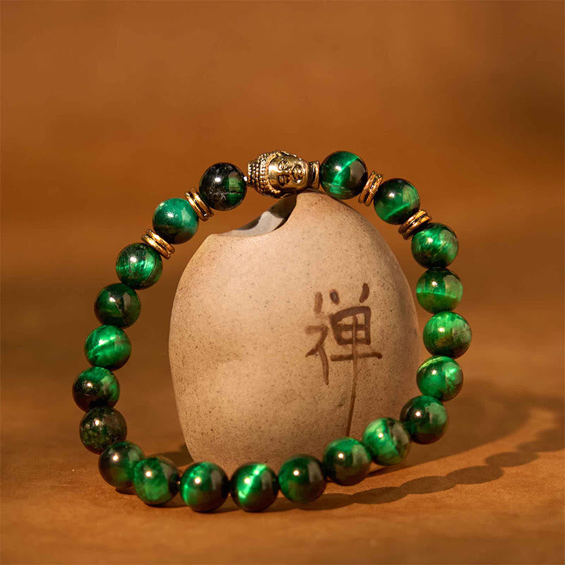 Stone of buddha Blue Green Red Tiger Eye Buddha Head Balance Bracelet