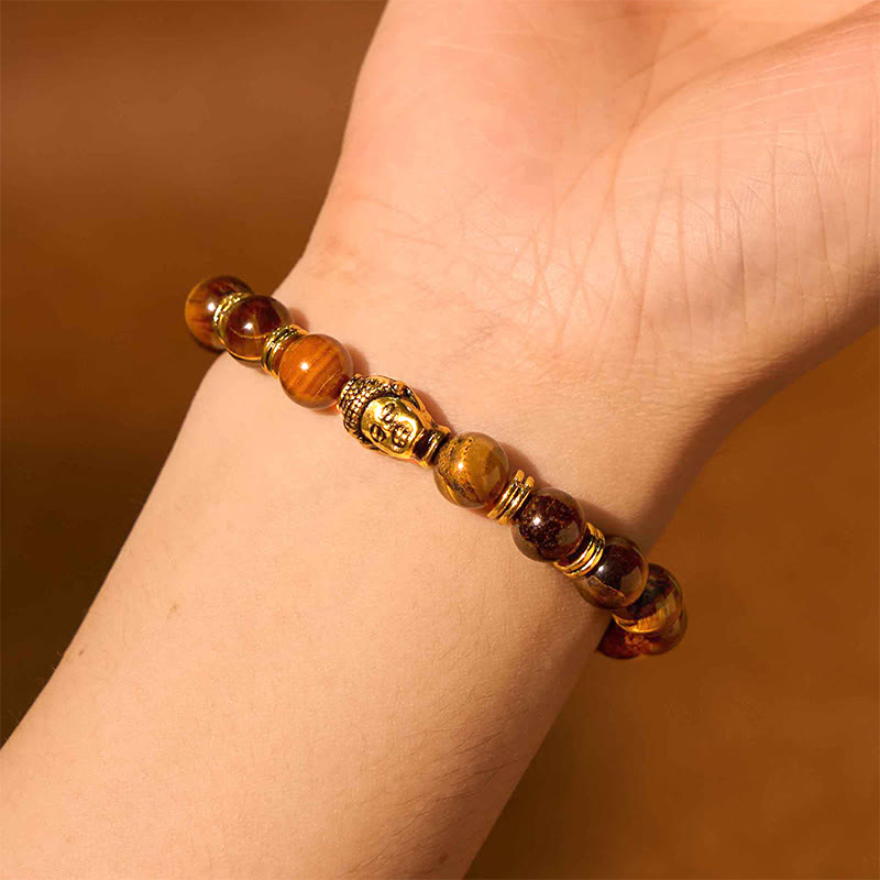 Stone of buddha Blue Green Red Tiger Eye Buddha Head Balance Bracelet