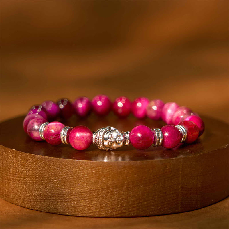 Stone of buddha Blue Green Red Tiger Eye Buddha Head Balance Bracelet