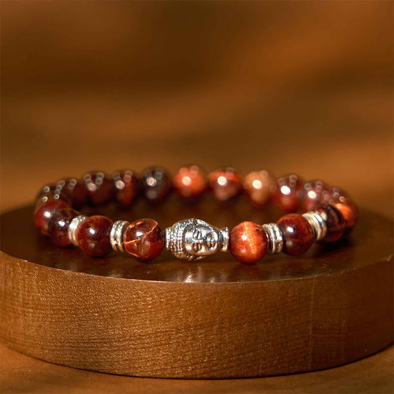 Stone of buddha Blue Green Red Tiger Eye Buddha Head Balance Bracelet