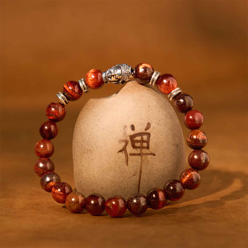 Stone of buddha Blue Green Red Tiger Eye Buddha Head Balance Bracelet