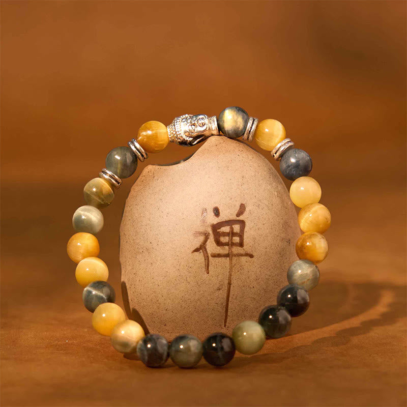 Stone of buddha Blue Green Red Tiger Eye Buddha Head Balance Bracelet