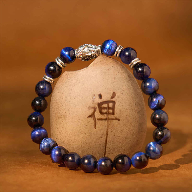 Stone of buddha Blue Green Red Tiger Eye Buddha Head Balance Bracelet