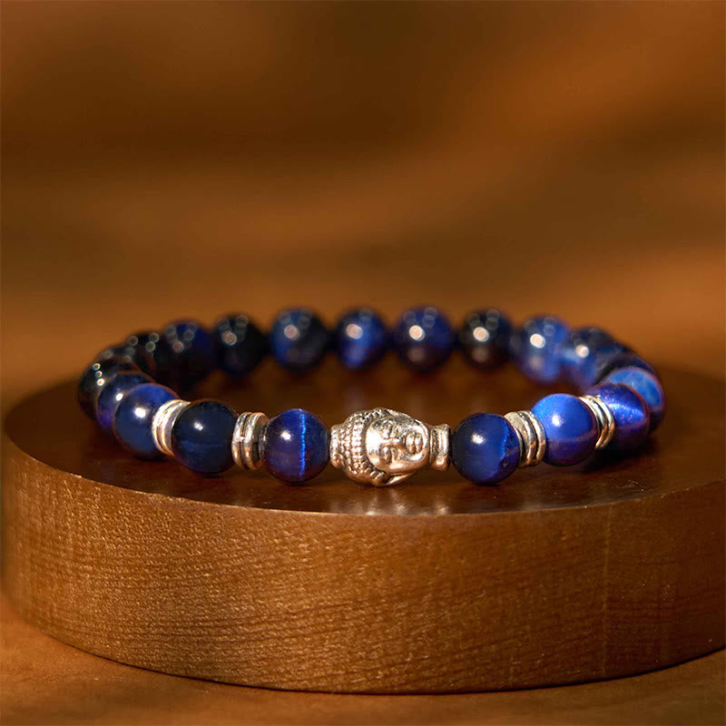 Stone of buddha Blue Green Red Tiger Eye Buddha Head Balance Bracelet