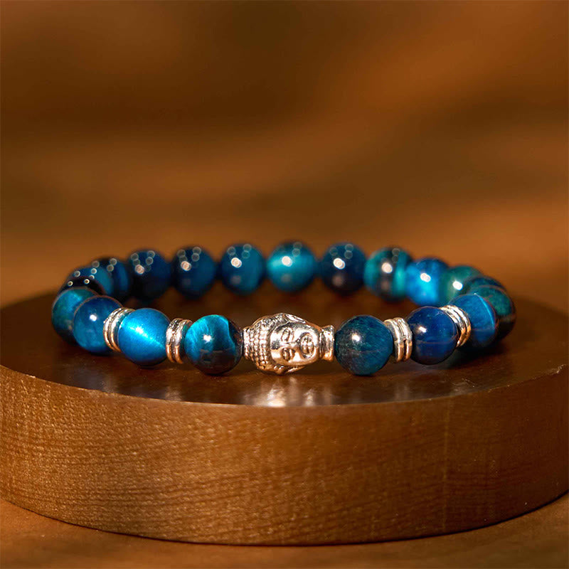 Stone of buddha Blue Green Red Tiger Eye Buddha Head Balance Bracelet