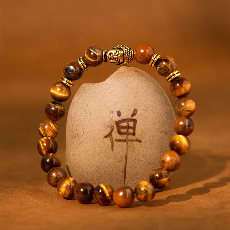 Stone of buddha Blue Green Red Tiger Eye Buddha Head Balance Bracelet
