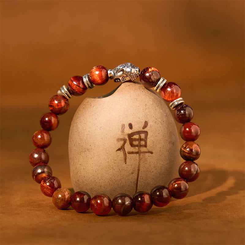 Stone of buddha Blue Green Red Tiger Eye Buddha Head Balance Bracelet