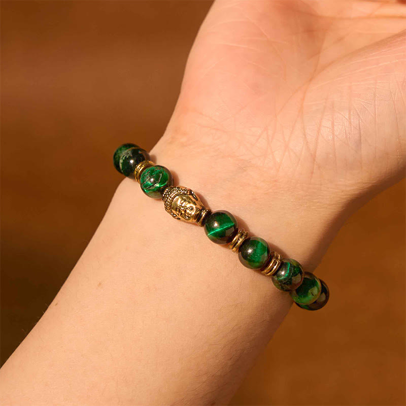 Stone of buddha Blue Green Red Tiger Eye Buddha Head Balance Bracelet