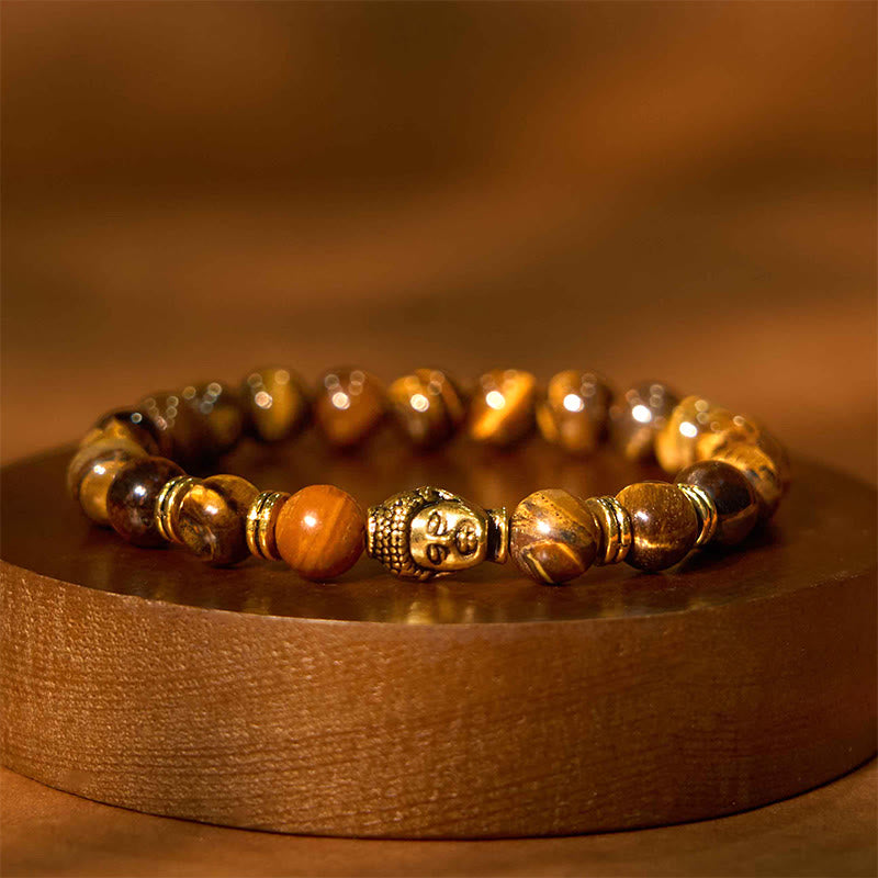 Stone of buddha Blue Green Red Tiger Eye Buddha Head Balance Bracelet
